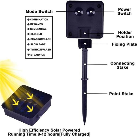 Solar String Lights Outdoor 100 Led 40 Feet Multi-Color Crystal Globe Lights - Picture 5 of 6